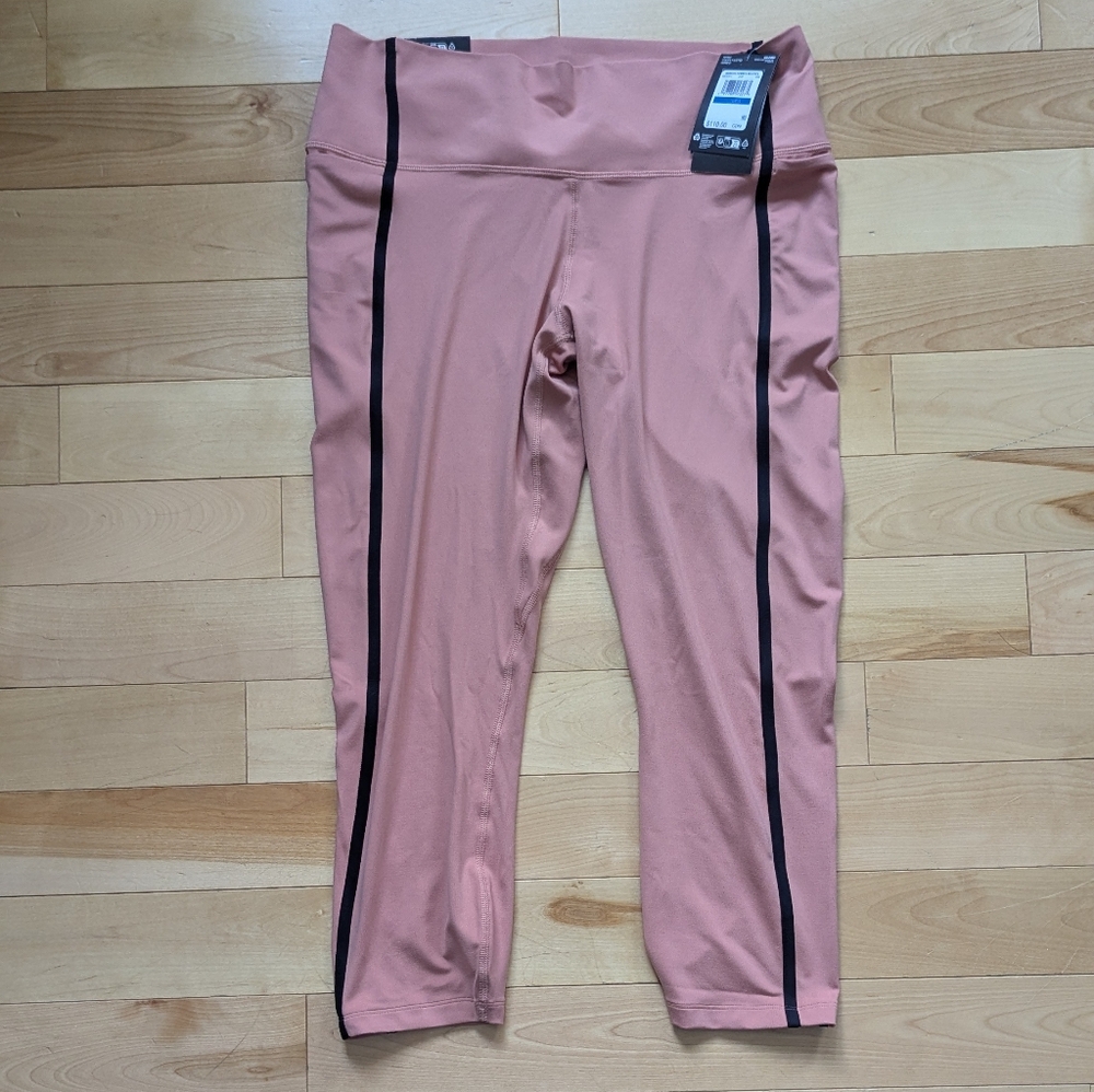 NWT Under Armour Peach High-Rise Ankle Crop Leggings | Black Stripe | Training